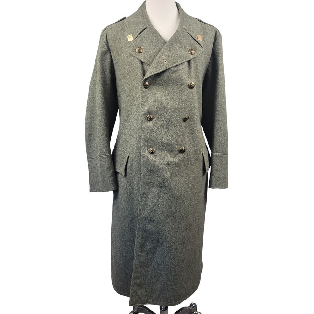 Vintage Swedish Home Guard Wool Greatcoat Military Dark Academia Heritage